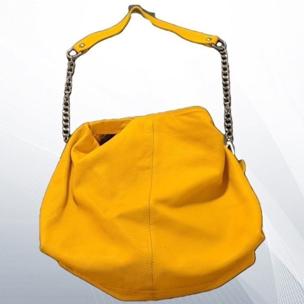 Bright yellow leather Large hobo bag made in Italy